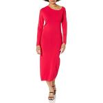 Vestidos rojos de viscosa de manga larga tallas grandes manga larga con escote asimétrico informales de punto talla XXL para mujer 