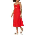 Vestidos rojos de lino de lino tallas grandes informales talla 3XL para mujer 