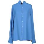 Camisas azules pastel de viscosa cuello Mao manga larga The Gigi talla S para mujer 