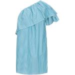 Vestidos estampados azules celeste de algodón rebajados con escote asimétrico con rayas talla M para mujer 