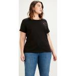 Camisetas negras de algodón de manga corta tallas grandes con cuello redondo con logo LEVI´S The Perfect para mujer 
