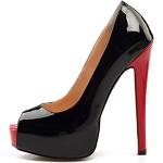 Zapatos negros de sintético con plataforma de punta abierta acolchados talla 45 para mujer 