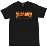 THRASHER Flame Camiseta, Unisex Adulto, Black, S
