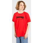 Camisetas rojas de algodón de algodón infantiles con logo Thrasher para niño 