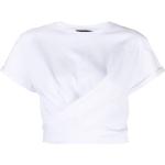 Camisetas blancas de algodón de manga corta manga corta con cuello redondo Twinset con lazo para mujer 