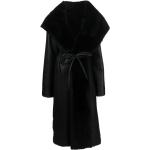 Abrigos negros de cuero de piel  rebajados manga larga Liska con lazo talla M para mujer 