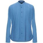 Camisas azules pastel de algodón cuello Mao manga larga Tintoria mattei 954 talla XS para hombre 