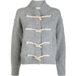 Cárdigans grises de lana manga larga con cuello redondo de punto Talla Única para mujer 