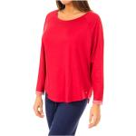 Camisetas rojas de encaje con encaje  rebajadas manga larga con cuello redondo con logo Tommy Hilfiger Sport talla S para mujer 