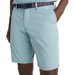 Shorts azules de tela asargada Tommy Hilfiger Sport con cinturón talla L para hombre 