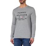 Camisetas estampada grises de algodón rebajadas manga larga informales con logo Tommy Hilfiger Sport talla XS para hombre 