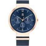 Relojes azul marino de acero inoxidable de pulsera con multifunción Cuarzo malla analógicos Tommy Hilfiger Sport para mujer 