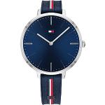 Relojes azul marino de silicona de pulsera Cuarzo analógicos con rayas Tommy Hilfiger Sport para mujer 