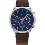 Relojes azules de pulsera con multifunción Cuarzo analógicos con correa de piel Tommy Hilfiger Sport para hombre 