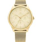 Relojes dorados de acero inoxidable de pulsera Cuarzo malla Tommy Hilfiger Sport para mujer 