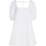 Vestidos globo blancos de algodón rebajados con escote cuadrado Tommy Hilfiger Sport talla L de materiales sostenibles para mujer 