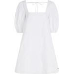 Vestidos blancos de algodón rebajados con escote cuadrado Tommy Hilfiger Sport talla S de materiales sostenibles para mujer 