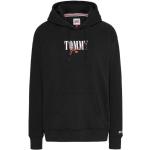 Sudaderas negras con capucha rebajadas con logo Tommy Hilfiger Essentials talla M para mujer 