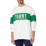 Sudaderas orgánicas blancas de algodón sin capucha con cuello redondo con logo Tommy Hilfiger Sport talla L de materiales sostenibles para hombre 