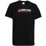 Camisetas negras de algodón de manga corta manga corta con cuello redondo con logo Tommy Hilfiger Sport talla M para hombre 