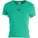 Camisetas verdes de algodón de manga corta manga corta con cuello redondo de punto Tommy Hilfiger Sport talla XS para mujer 