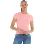 Camisetas rosas de poliester de manga corta rebajadas manga corta Tommy Hilfiger Essentials talla M para mujer 
