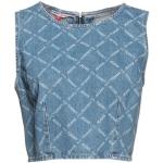 Tops azul marino de algodón sin mangas con cuello redondo con logo Tommy Hilfiger Sport talla XS para mujer 