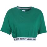 Tops verdes de algodón manga corta con cuello redondo con logo Tommy Hilfiger Sport talla XS para mujer 
