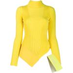 Tops asimétricos amarillos de viscosa rebajados manga larga con escote asimétrico de punto Off-White talla XL para mujer 