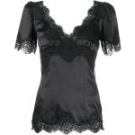 Tops negros de poliamida de encaje manga corta con escote V de encaje Dolce & Gabbana talla S para mujer 