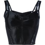 Tops cortos negros de algodón sin mangas con escote V de encaje Dolce & Gabbana talla 5XL para mujer 