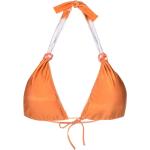 Bikinis halter naranja de poliamida con cuello halter trenzados con trenzado para mujer 