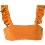Sujetadores Bikini naranja de poliamida con escote cuadrado con volantes talla XS para mujer 