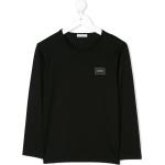 Camisetas negras de algodón de manga larga infantiles con logo Dolce & Gabbana 