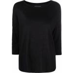 Camisetas negras de lino de manga tres cuartos tres cuartos con cuello redondo Majestic Filatures talla XS para mujer 