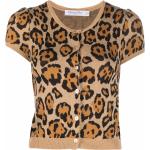 Tops marrones de seda manga corta leopardo Dior talla XL para mujer 