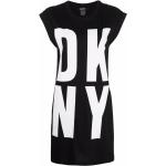 Tops asimétricos negros de algodón rebajados sin mangas con escote asimétrico con logo DKNY para mujer 