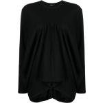 Tops drapeados negros de jersey rebajados manga larga con escote asimétrico talla M para mujer 