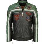 Top Gun Racing, chaqueta de cuero S male Negro/Verde/Beige