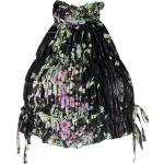 Tops plisados negros de seda rebajados sin mangas con cuello halter floreados con motivo de flores talla M para mujer 
