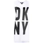 Tops blancos de algodón rebajados sin mangas con cuello redondo con logo DKNY para mujer 