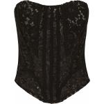 Tops negros de algodón palabra de honor sin mangas palabra de honor de encaje Dolce & Gabbana talla 4XL para mujer 