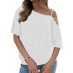 Camisetas blancas de seda un solo hombro rebajadas manga corta sin hombros talla XL para mujer 