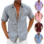 Camisas lila de poliester de manga corta tallas grandes manga corta lavable a mano talla 3XL para hombre 