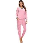 Pantalones rosas de terciopelo con pijama rebajados de invierno informales con rayas talla L para mujer 