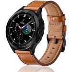 ToVioc 20mm Correa Compatible con Samsung Galaxy Watch 6/5/4 40mm 44mm /Watch 5 Pro 45mm /Watch 6 Classic 43mm 47mm, Correa de Repuesto de Cuero para Huawei Watch GT 3 42mm/GT 2 42mm - Marrón