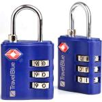 Travel Blue Tsa Approved Suitcase Padlock 3 Dial Combination Pack Of 2 Azul