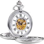 Relojes plateado de bronce con cadena para navidad Mecánico 24h con correa de plata vintage para mujer 