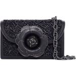 Bolsos satchel negros de algodón plegables floreados Oscar de la Renta con crochet para mujer 