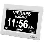 TROCOTN Reloj Digital de 7 Pulgadas, Calendario, Pantalla Grande, Reloj Despertador, Reloj de Pared (Blanco)